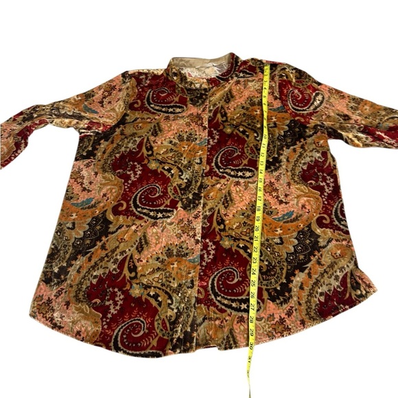 Soft Surroundings Top Womens Paisley Velour Long Sleeve Button Shirt Size 2X - Picture 5 of 10